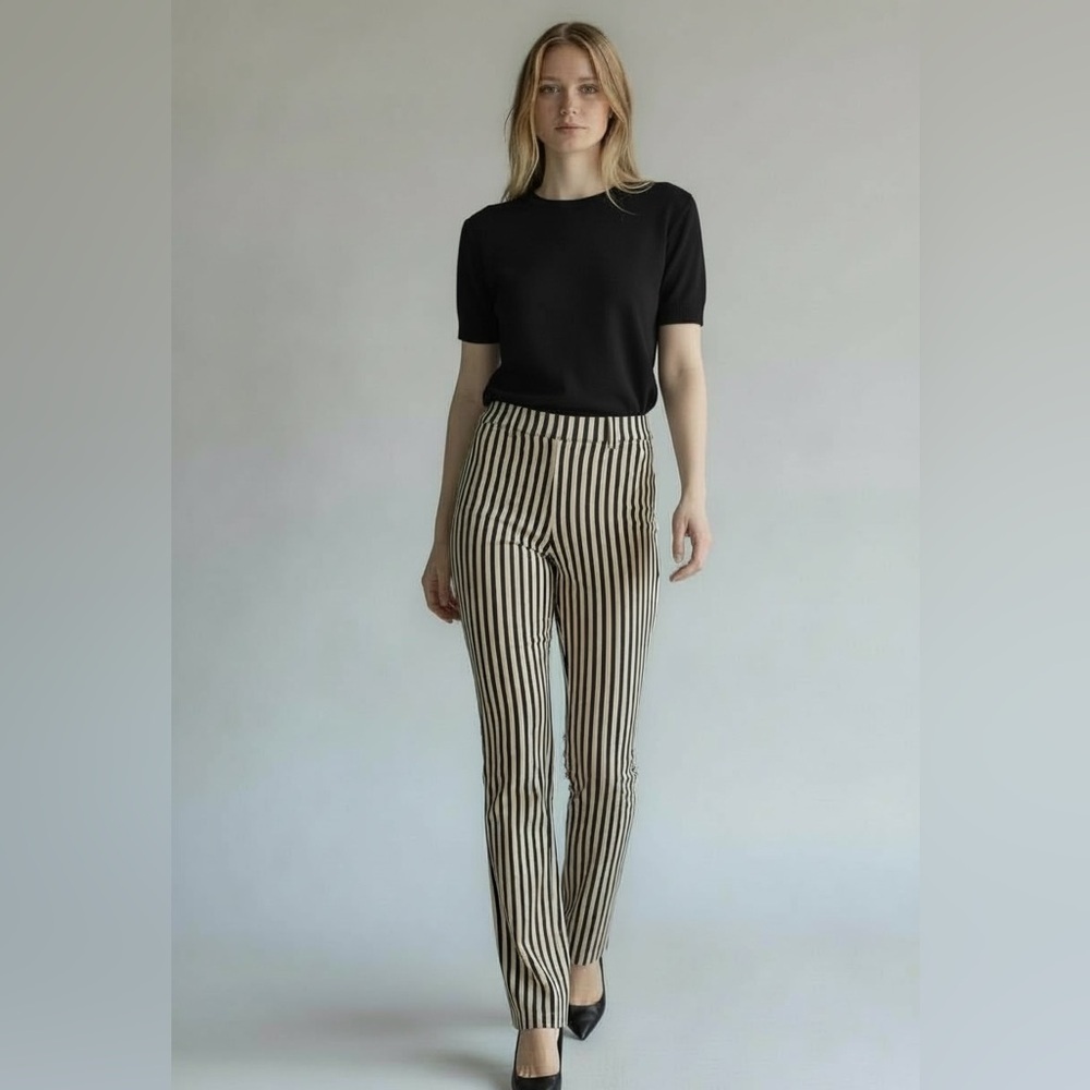 White House Black Market Black and Tan Striped Pants